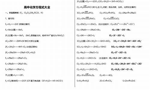 高考必背化学方程,高考必背化学