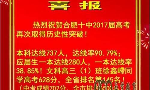 合肥十中2019高考成绩光荣榜,2017合肥十中高考成绩